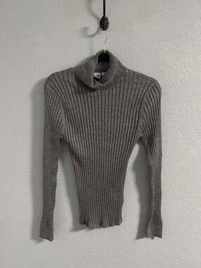 Gap Women's Metallic Gray Ribbed Turtleneck Sweater Size M